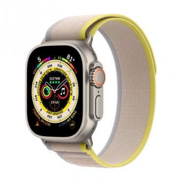 APPLE Apple Watch Ultra GPS + Cellular, Titan, 49mm Trailarmband, S/M, gelb/beige